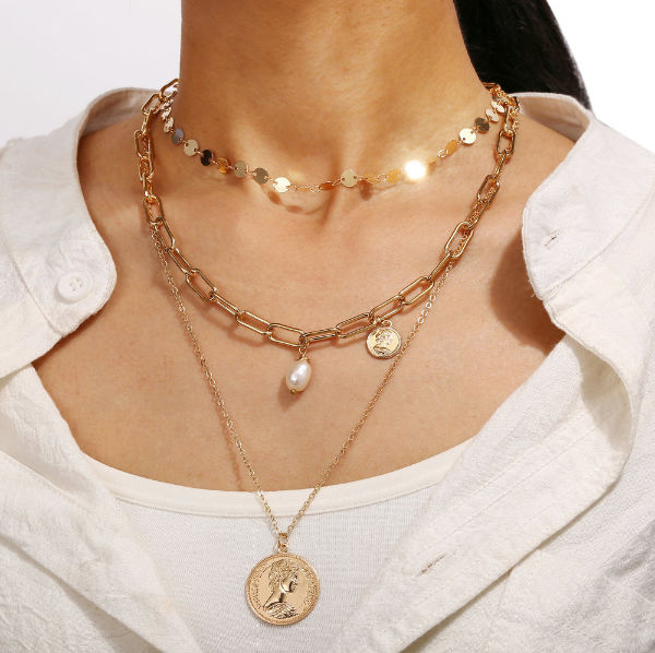 Gold Coin Pearl Necklace for Women | Parken Jewelry