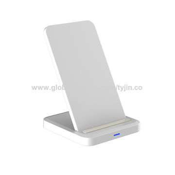 Chargeur rapide sans fil vertical de charge du support QI de téléphone  portable d'alliage d'aluminium blanc