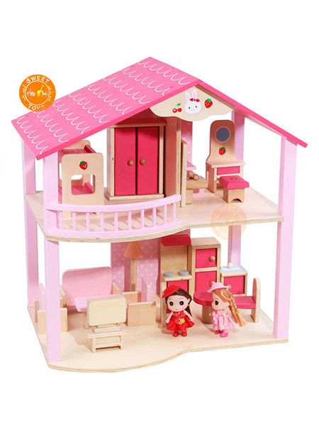 Girls 2 Storey Doll House and Play Doll Set