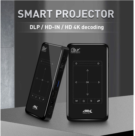 Portable Smart Mini projecteur 4K support 1080P HDMI UHD carte USB TF pour  la maison