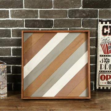 Platos de madera estilo americano, bandeja cuadrada de madera maciza con rayas de colores, se aceptan personalizaciones