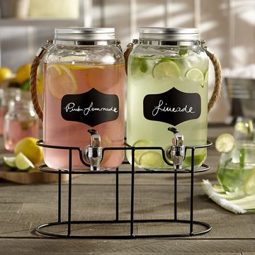 Glass Mason Jar Dispenser With Stand for Cold Beverage and Drink 