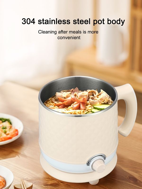  Mini Cooking Pot, 1.8L Mini Stainless Steel Electric