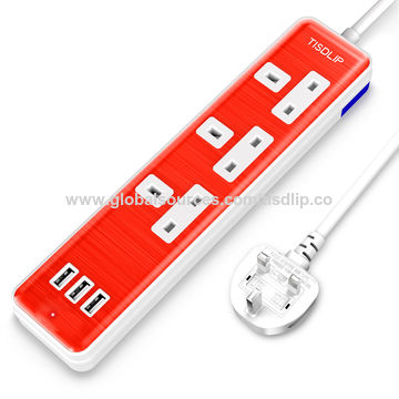 Regleta de Enchufes con USB, Enchufe Múltiple 3 Tomas y 3 USB (5V/3.1A),  Adaptador