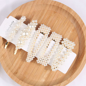 Buy Wholesale China 5pcs/set Fashion Pearl Hair Clip Snap Button Hair Pins  For Women Sweet Pearl Hairpin Hair Clips Jewe & Hair Jewelry at USD 0.99