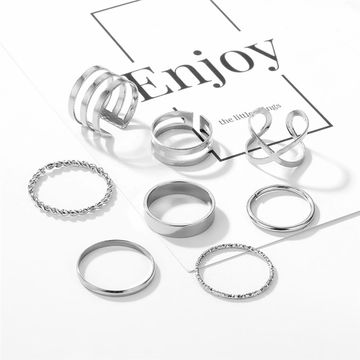 Original Design Round Hollow Geometric rings Set for Women Fashion