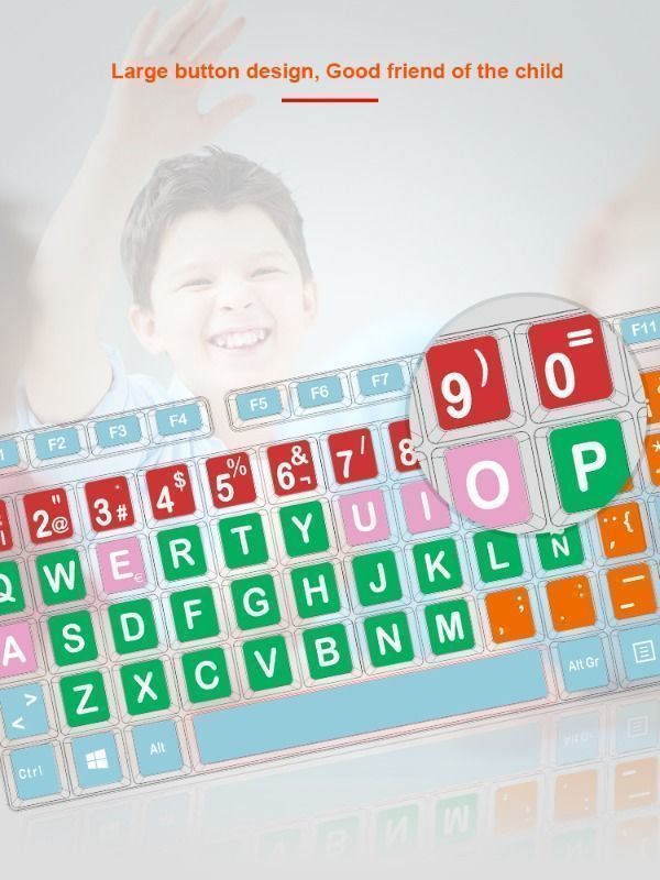 MeeTion K800 Colourful Large Key PC Coloured Keyboard Color Children ...
