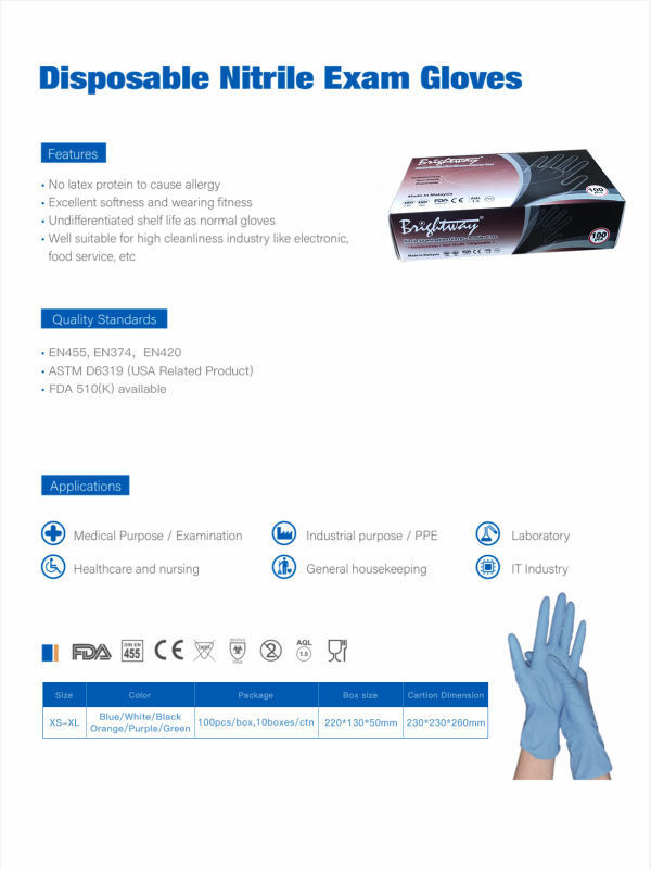 brightway nitrile gloves specification