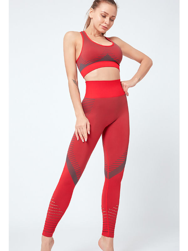 Women's 2 Piece Tracksuit Workout Outfits Set - High Waist Leggings and  Crop Top 