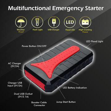 Multi-Function Car Jump Starter with LED Flashlight, 12V Large