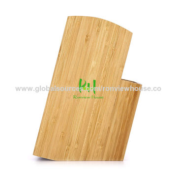 Extra Large Bamboo Knife Block Holder with Removable Bristles for