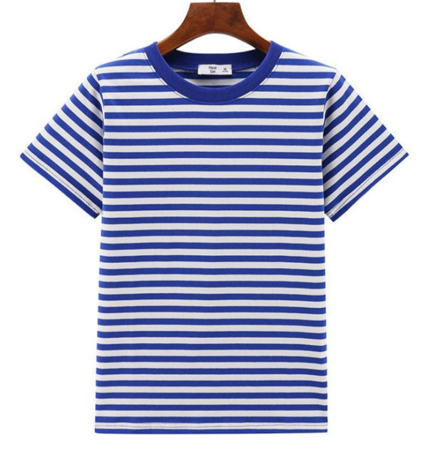 Wholesales Unisex 95%Cotton 5%Spandex Striped men's Tshirt Boys 