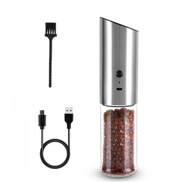 Electric Pepper Grinder Salt Grinder With Free Cleaning Brush Single Mill Adjustable Coarseness Stainless Steel