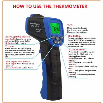 Thermomètre infrarouge Pistolet à température infrarouge laser numérique  sans contact ~