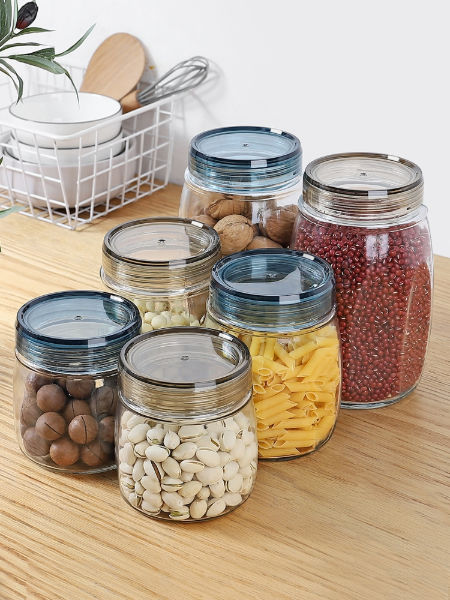 Glass jar sealed storage canisters cereals transparent lid supplier