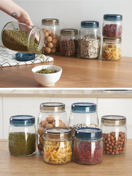 Glass jar sealed storage canisters cereals transparent lid supplier