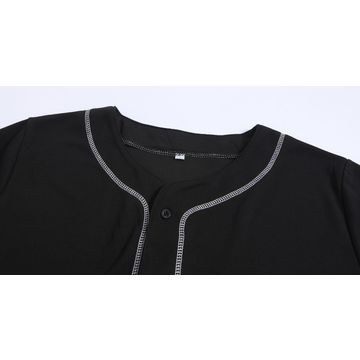Buy Wholesale China Men's Blank Team Uniforms Baseball Jersey Wholesale  Plain Black Button Down Sports T-shirt & Adult Baseball Jersey at USD 2.3