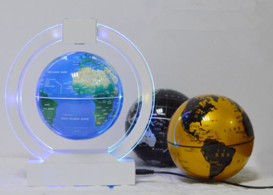 9'' Round O Shape Magnetic Levitation Floating Globe World Map w/ LED Light Blue 