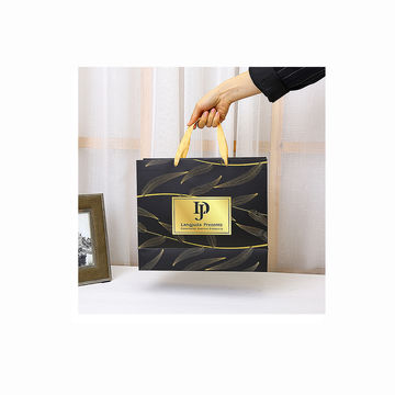 Custom Fancy Luxury Black Paper Packaging Shopping Bags with Printing Brand  Name Logo for Clothes and