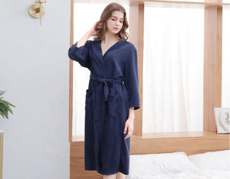 Ladies Hot Romantic Sexy Sleepwear Lingerie Navy Simple Nightgown Robe Set  - Buy China Wholesale Soft And Warm Spa Bathrobes Flannel Pyjamas $8