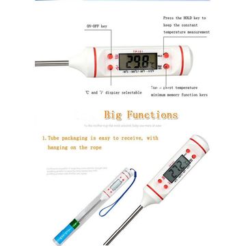 TP101 Digital Food Thermometer Long Probe Electronic Digital Thermometer BBQ  Temperature Measuring Tool Wholesale