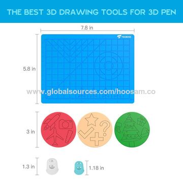 3D Pen Mat 3D Printing Pen Mat Silicone Basic Stencils Templates Pad with 3  Finger Protectors 3D Pen Accessories Drawing Tools