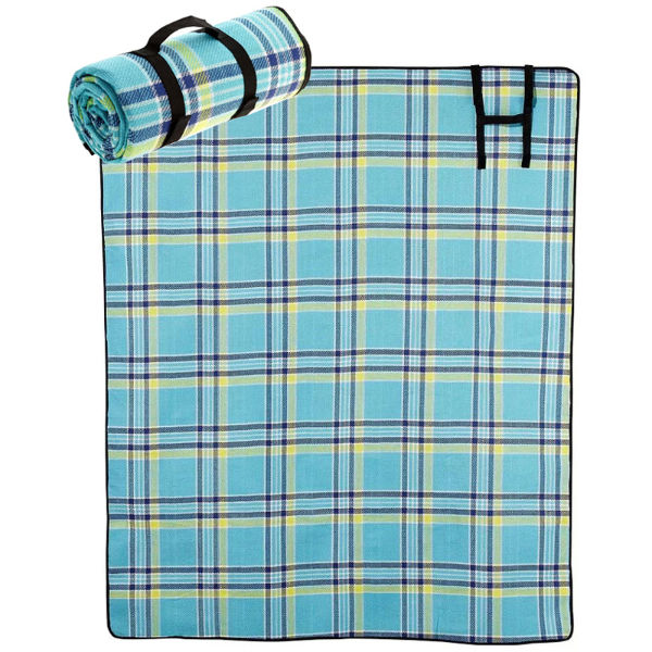 Tartan acrylic fibre with alum cover picnic beach mat blanket with