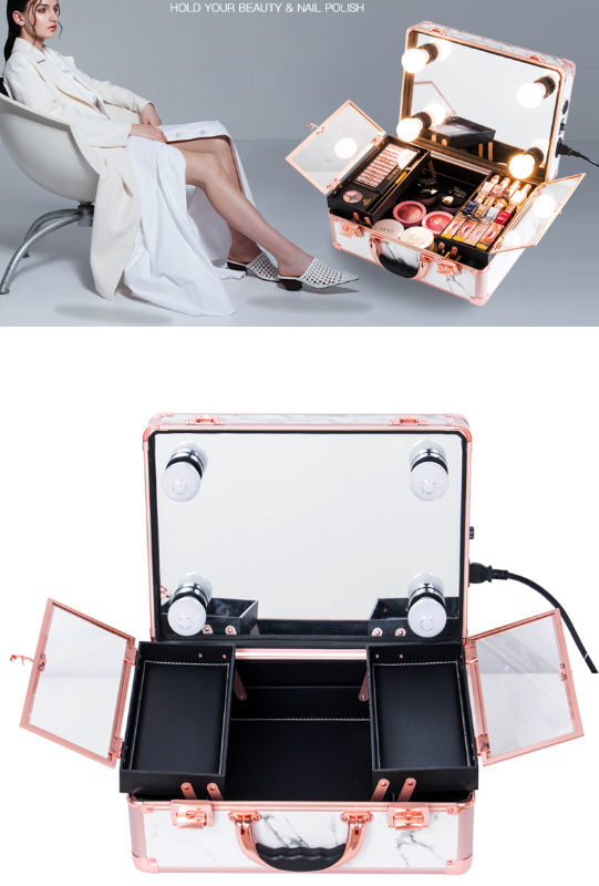 suitcase vanity with lights