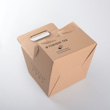 Brown Kraft Paper Gift Boxes with Handle & Clear Window Tea Packaging