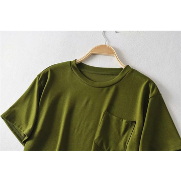 Buy Wholesale China Women's 100%cotton Jersey Army Green Custom Embroidery  Loose Blank Cropped Pocket T Shirt & Sexy Lady Loose Cotton Breathable Crop  Top T-shirt at USD 1.2
