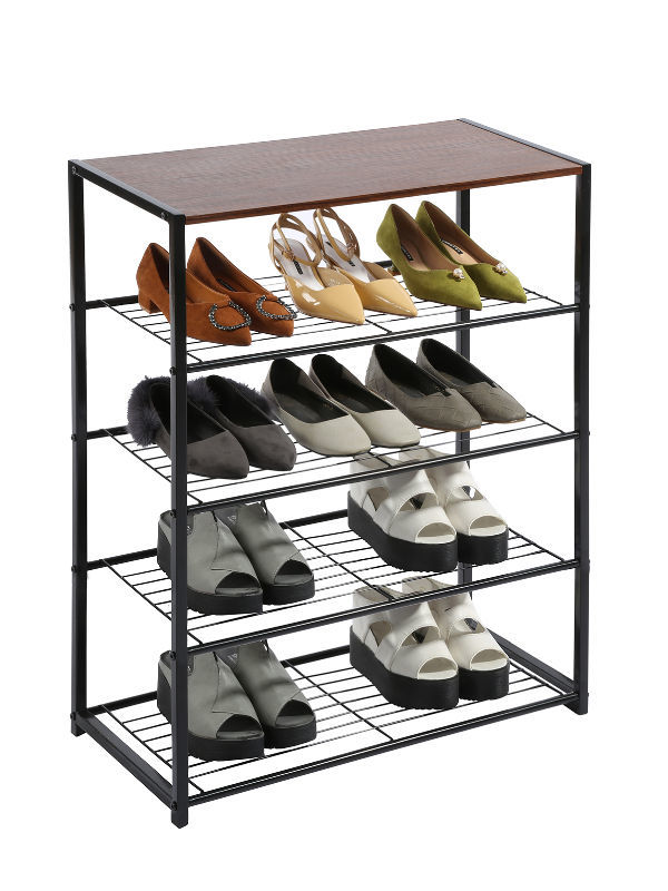 Wholesale high quality metal frame 5-tier shoe rack Bench with 