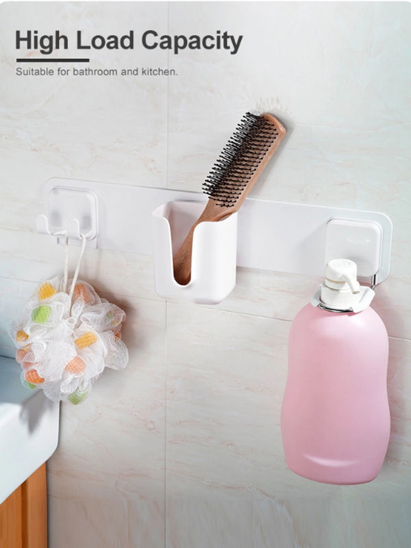 China Self Adhesive Plastic Shampoo Bottle Holder And U Shape Cup And Hook Set For Bathroom Organizer On Global Sources U Shape Cup And Hook Set Bathroom Organizer Plastic Shampoo Bottle Holder