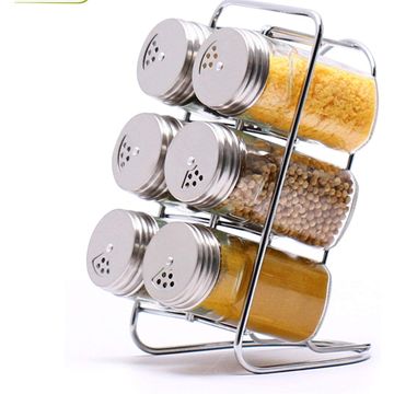 Clear Glass Condiment Round Spice Jars Seasoning Box Wood Lid Cooking Tools  Glass Sugar Milk Powder Spices Storage Case for Home 