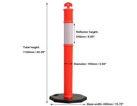 China T Top Plastic Chain Link Traffic Bollard 1150mm Reflective 6kg ...
