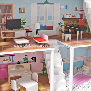 Buy Wholesale China New Arrival Children Large Wooden Dolls House Furniture  Sets With Elevator W06a355c & Wooden Dolls House Furniture Sets at USD 35