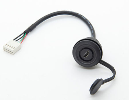 USB Mounting Socket 5polig Mini Thread Print Connector Built-In Solder Sleeve