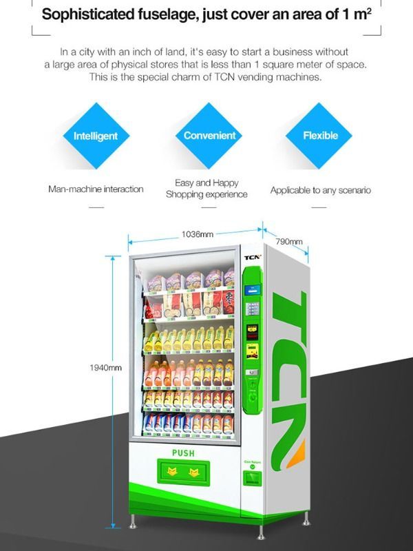 China TCN smart 24 hours selfservice automatic milk food snack drink