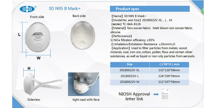 3d n95 b mask niosh