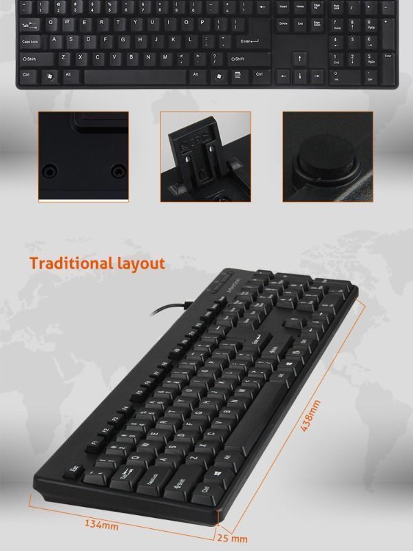 Waterproof Multi Language Layout USB Wired Office Keyboard For Computer