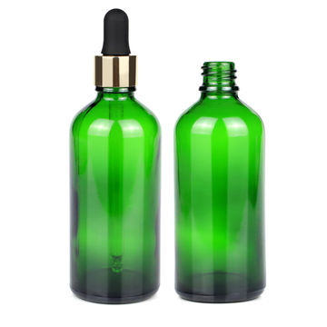 100ml amber glass dropper bottle + rose gold mist sprayer - product  packaging