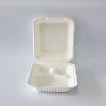 China B024 COMPOSTABLE 8x8 3 Compartment Take Out Food Container on ...