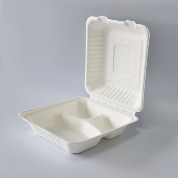 China B024 COMPOSTABLE 8x8 3 Compartment Take Out Food Container on ...