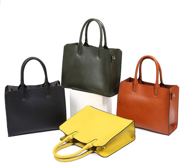 Simple leather handbags hot sale