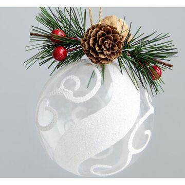 Adornos de cristal colgantes de cristal para Navidad, boda, decoración del  hogar, 6 unidades, Blanco brillante + transparente