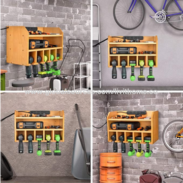 herramienta de energía de madera organizador herramienta eléctrica estación  de carga taladro pared soporte pared montaje herramientas garaje  almacenamiento rack
