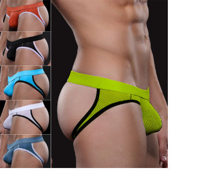Men's Sexy Mesh Hole Breathable Thong Wide Belt Gay Men G-strings