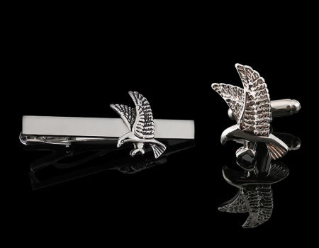 Cuff Links and Tie Clip,Custom Animal Eagle,Copper,Fashion Men's Novelty Cuff Links Set for Business supplier