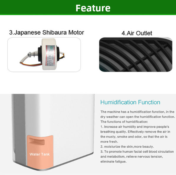 Large room air purifier with humidifier in home nature fresh air