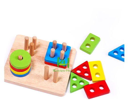 Kids Educational Puzzle Sets Wooden Geometry Wood Toys Baby Kids