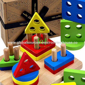 Jouets de développement pour 2 3 4 ans et plus, jouets en bois, tri des  formes, jeu de tri des couleurs empilables, puzzles en bois Montessori dans  des jouets d'apprentissage géométriques pour